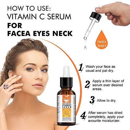 Suero de vitamina C, ácido hialurónico Cara Vitamina antiarrugas y suero antiarrugas, suero de retinol, manchas solares hidratantes y luminosas 30ml