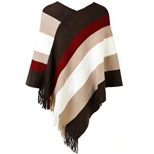 Suéter De Punto Mujer Vintage Fashion Flecos Poncho Otoño Invierno Mode De Marca Elegantes Irregular Casual Anchas con Borlas Caliente Cómodo Capa Chal Pullover Punto