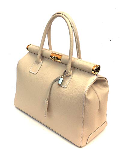 Superflybags - Bolso para mujer de piel auténtica, modelo Alia Classic, fabricado en Italia, Beige (beige), L
