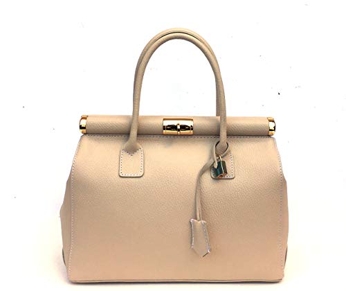 Superflybags - Bolso para mujer de piel auténtica, modelo Alia Classic, fabricado en Italia, Beige (beige), L