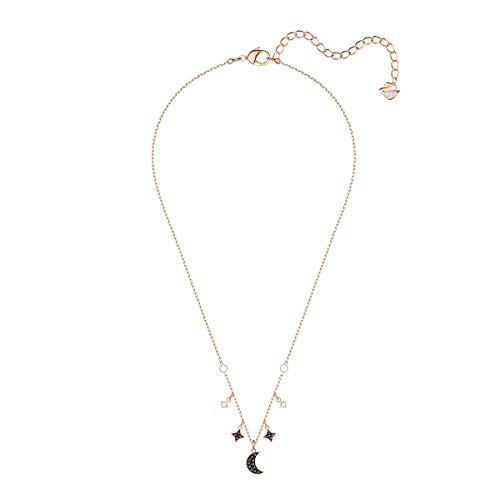 Swarovski Collar Symbolic Moon, Negro, Baño en Tono Oro Rosa