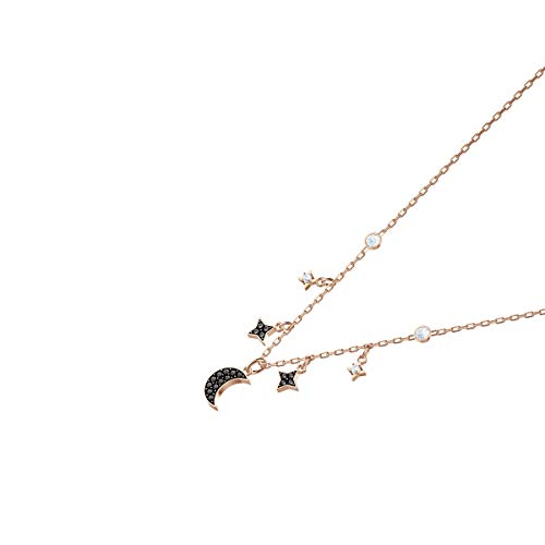 Swarovski Collar Symbolic Moon, Negro, Baño en Tono Oro Rosa