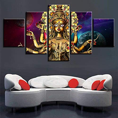 TAOZIQH Imágenes en Lienzo Impresión HD Moderna 5 Piezas Carteles modulares Kwan-Yin de mil Manos Pintura Decoración de la Sala de Estar en casa Arte de la Pared