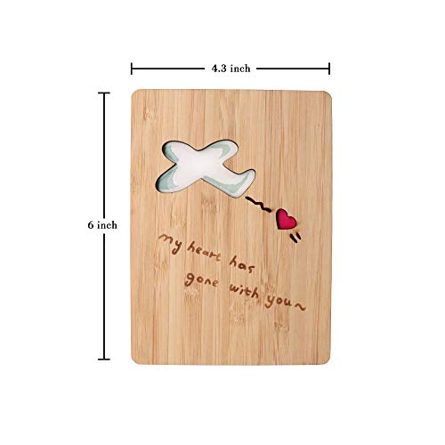Tarjeta de San Valentín, tarjeta de madera de bambú real, aniversario, tarjeta I Love You para esposa, él o ella, o simplemente porque