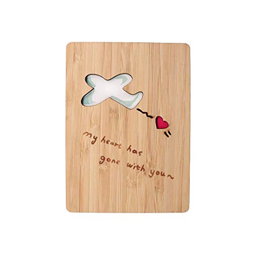 Tarjeta de San Valentín, tarjeta de madera de bambú real, aniversario, tarjeta I Love You para esposa, él o ella, o simplemente porque