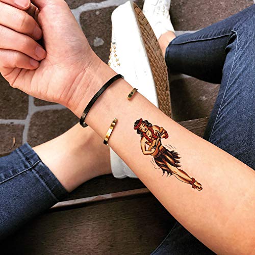 Tatuaje Temporal de Chica hula (2 Piezas) - www.ohmytat.com