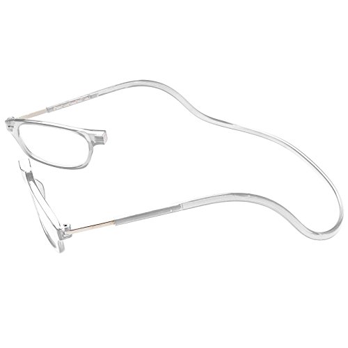 TBOC Pack: Gafas de Lectura Presbicia Vista Cansada – (Dos Unidades) Graduadas +2.50 Dioptrías Montura Transparente y Negra Hombre Mujer Imantadas Plegables Lentes Aumento Leer Ver Cerca Cuello Imán