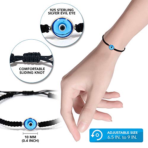 The Classic Glass & Silver Mal Eye Charm Pulsera para hombres y mujeres, simple y clásico