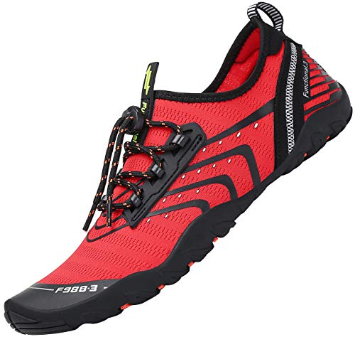 Tmaza Zapatos de Agua Hombre Secado Rápido Zapatos de Surf Mujer Respirable Antideslizante Escarpines Snorkel para Vela,Kayak,Buceo Rojo Manzana Caramelo 41 EU