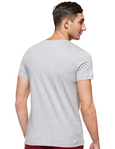 Tommy Hilfiger Logo T-Shirt Camiseta Informal, Gris (Cloud Htr 501), Small para Hombre