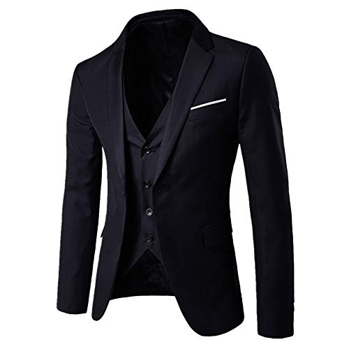 Traje de 3 Piezas con Chaqueta, Chaleco y Pantalones, Hombre,Slim Fit, Ajuste Moderno,Fiesta de Bodas de Negocios de Gusspower
