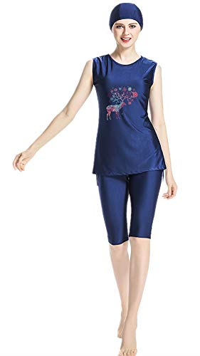 Traje de baño musulmán de Las Mujeres Traje de baño sin Mangas islámico Hijab Natación Traje de baño árabe Girls Beach Burkini (NO.2, Int'l M)