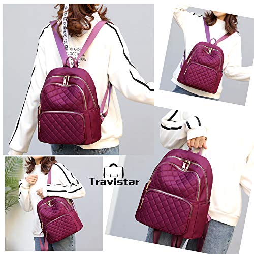 Travistar Mochila para Mujer Bolso de Hombro Nylon Impermeable Bolso Escolar Informal Mochilas para Mujer Mochila pequeña Mochila antirrobo