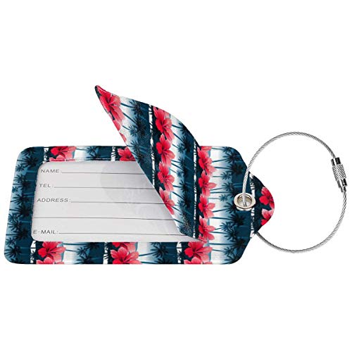 Tropical Hibiscus personalizado cuero maleta de lujo etiqueta Set viaje Accesorios equipaje etiquetas