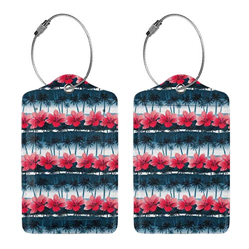Tropical Hibiscus personalizado cuero maleta de lujo etiqueta Set viaje Accesorios equipaje etiquetas