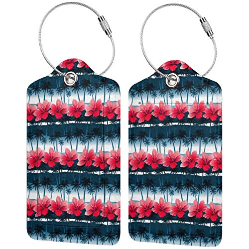 Tropical Hibiscus personalizado cuero maleta de lujo etiqueta Set viaje Accesorios equipaje etiquetas