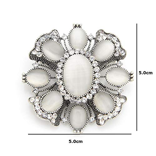 U/N Broches Cruzados de ópalo Blanco Broches de Flores de aleación clásica Vintage para Hombres y Mujeres