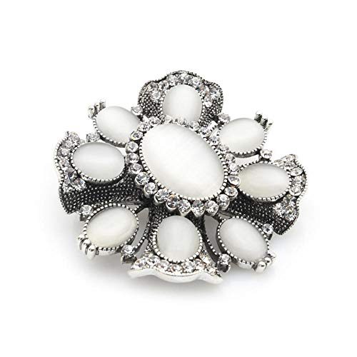 U/N Broches Cruzados de ópalo Blanco Broches de Flores de aleación clásica Vintage para Hombres y Mujeres