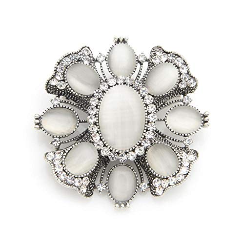 U/N Broches Cruzados de ópalo Blanco Broches de Flores de aleación clásica Vintage para Hombres y Mujeres