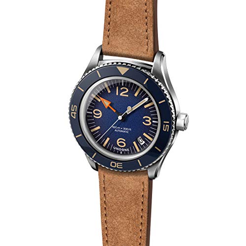 Undone Basecamp Classic Blue Vintage Automático Acero Azul Piel Marron Reloj Unisexo