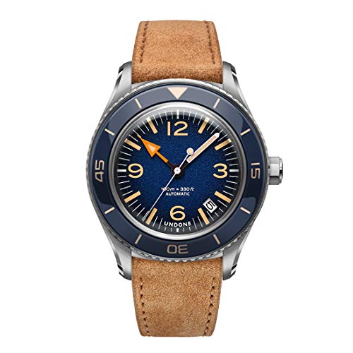 Undone Basecamp Classic Blue Vintage Automático Acero Azul Piel Marron Reloj Unisexo