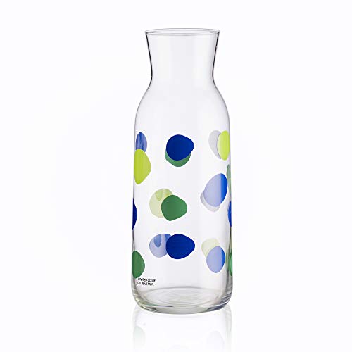 UNITED COLORS OF BENETTON. BE065 Set 3 Piezas: Jarra de Vidrio 108 2 Vasos 35 cl, Cristal, Puntos