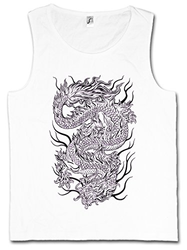 Urban Backwoods Chinese Tattoo Dragon III Hombre Camiseta Sin Mangas Men Tank Top Blanco Talla L