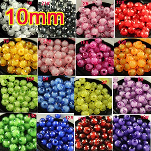 Venta al por mayor 100pcs / lot 8mm10mm 12mm Candy Rainbow Colors Facetas acrílicas espaciadoras sueltas para la fabricación de joyas Pulsera DIY, No33 lago azul, 100pcs 08mm
