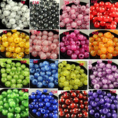 Venta al por mayor 100pcs / lot 8mm10mm 12mm Candy Rainbow Colors Facetas acrílicas espaciadoras sueltas para la fabricación de joyas Pulsera DIY, No33 lago azul, 100pcs 08mm