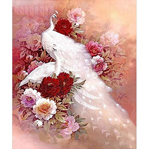 Venta de Bordado de Diamantes 5D Pintura de Pavo Real Blanco Kit de Punto de Cruz Diamante 3D Cristal de Mosaico