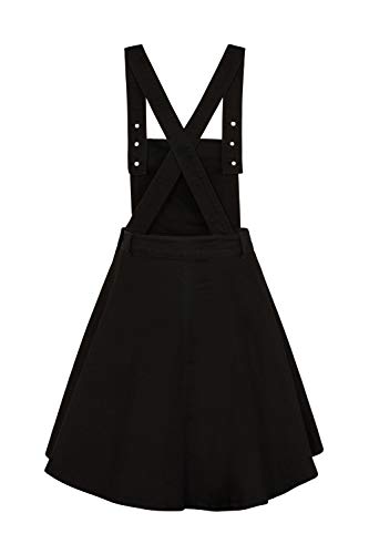 Vestido de Hell Bunny Dakota Pinafore Denim en Estilo Rockabilly Pinup - Negro (L - ES 42)