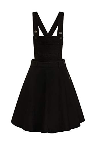Vestido de Hell Bunny Dakota Pinafore Denim en Estilo Rockabilly Pinup - Negro (L - ES 42)