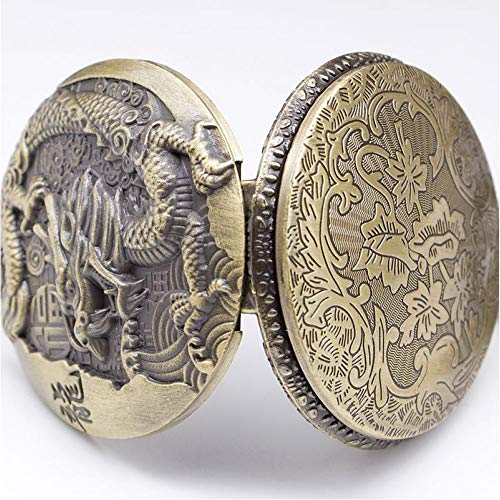 VFDGB Antiguo Retro Chino Dragón Cuarzo Reloj De Bolsillo Cadena Steampunk Hombres Mujeres Colgante Collar Reloj Regalo