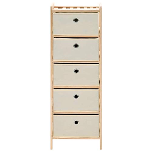 vidaXL Estante de Almacenamiento 5 Cestas Tela y Madera Cedro Beige Estantería