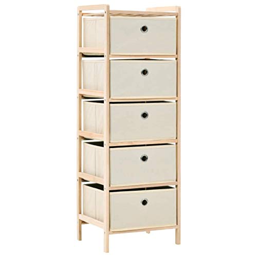 vidaXL Estante de Almacenamiento 5 Cestas Tela y Madera Cedro Beige Estantería
