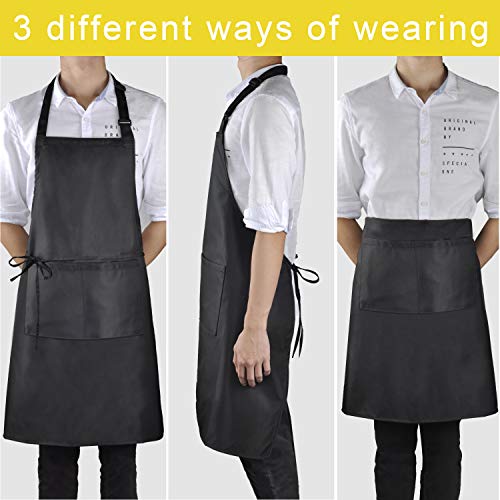 Viedouce 2 Piezas Delantales Impermeables Ajustables del Cocinero con Bolsillo Cocina Delantale de Cocina para Mujeres Hombres,Delantal Chefs Cocina para Cocinar/Hornear