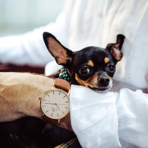 Vigor Rigger Reloj para Hombre Reloj para Mujer Ultra Fino Reloj analógico Cuarzo Movimiento Señora Reloj Fecha Calendario Pantalla Correa de Cuero 30M Resistente al Agua