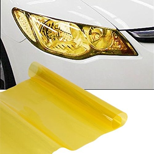 Vosarea 30 * 120 cm Coche Impermeable Luz antiniebla Auto Faros Faros Película de Tinte Pegatina de Etiqueta Que Cambia de Color (Amarillo)