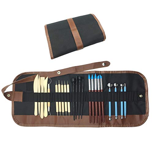 Wartoon 24Pack que esculpe las herramientas con la bolsa reutilizable para el arte de cerámica del arte de cerámica de la arcilla de polímero