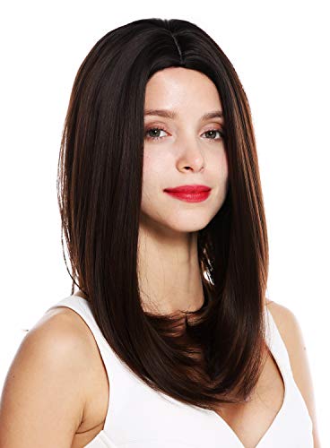 WIG ME UP- Z1952-8/33 peluca de mujer pelo medio largo liso raya en medio color castaño caoba mix