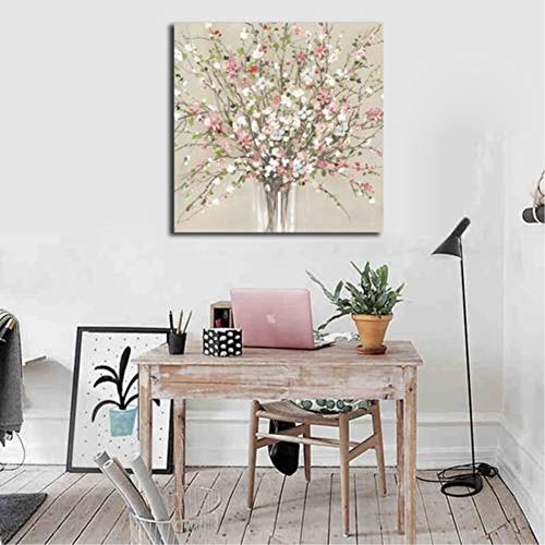 Wowdecor Cuadro de pared arte moderno lienzo impresiones – flores blancas Bud Plant Giclee imágenes impresas en lienzo, decoración de pared para el hogar, sala de estar, dormitorio – DIY marco, Large