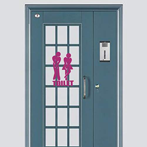 Yardwe Extraíble Hombre Mujer Baño Aseo WC Etiqueta de la Puerta de la Pared Aseo Impermeable Signo Tatuajes de Pared Mural Decoración del hogar (Violeta)