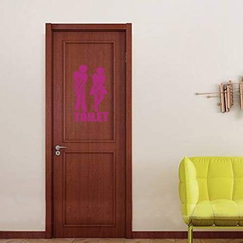 Yardwe Extraíble Hombre Mujer Baño Aseo WC Etiqueta de la Puerta de la Pared Aseo Impermeable Signo Tatuajes de Pared Mural Decoración del hogar (Violeta)