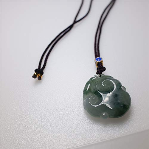 yigedan - Collar con Colgante de jadeita birmana de Grado A y Flor Azul de Jade, para Regalo
