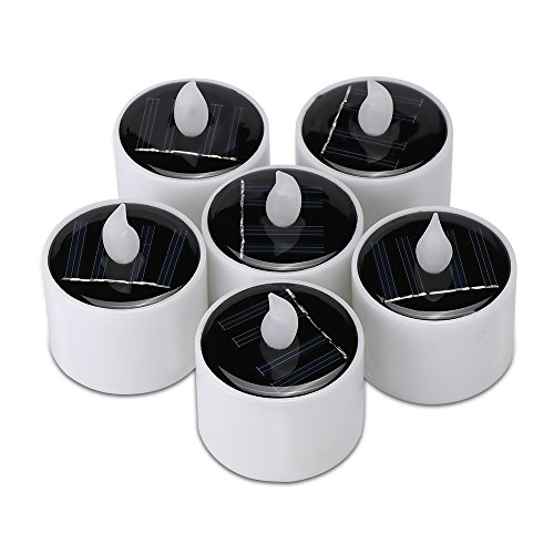 Youool 6PCS Velas Forma Energía Solar Luz LED Electrónica sin llama al aire libre Jardín Decoración Bombilla