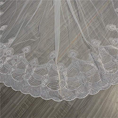 YXYY 1T Velo de Novia Velos Catedral Suave Tul con Lentejuelas Apliques Peine, del Borde del cordón de Accesorios Elegante Boda 137,8 En (350 cm) 93