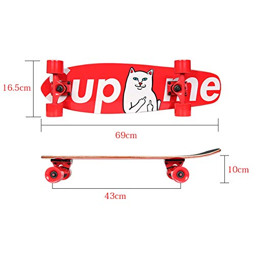 YYYY Monopatín de Cuatro Ruedas, 69 * 18 cm, Arce para Adultos y Adolescentes, pensión Completa, Apto para Adultos, niños, niños y niñas, Adolescentes, Principiantes y Profesionales 1