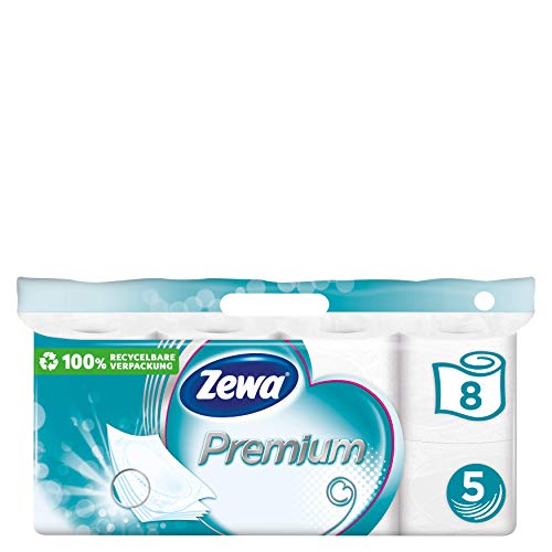 Zewa Papel Higiénico Premium, 5 capas, 6 x 8 unidades)