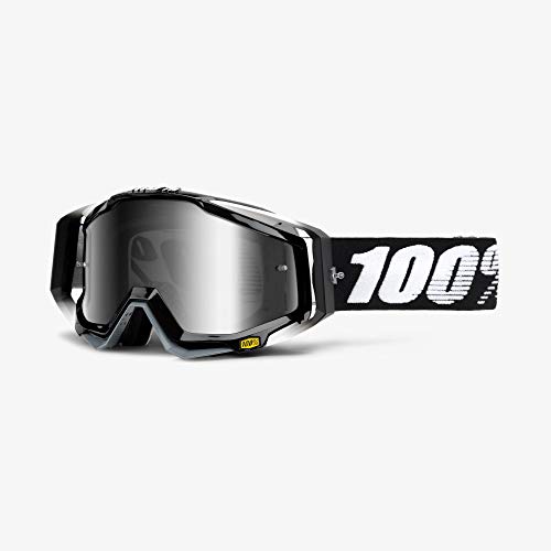100 Percent RACECRAFT Goggle Abyss Black-Mirror Silver Lens Gafas de protección, Adultos Unisex, Negro-Cristal Plateado, Mediano