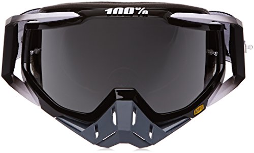 100 Percent RACECRAFT Goggle Abyss Black-Mirror Silver Lens Gafas de protección, Adultos Unisex, Negro-Cristal Plateado, Mediano